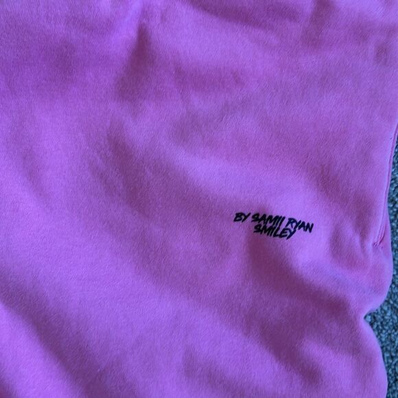 Sami Ryan x Smiley Bright Pink Sweatpants, Size Large, NEW no tags Display - Picture 4 of 11